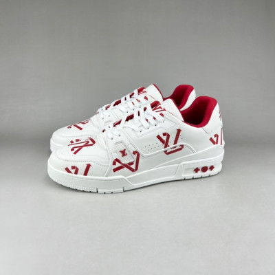 루이비통 남성 레드 스니커즈 - Louis vuitton Mens Red Sneakers - lv152x