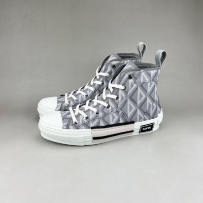 디올 남/녀 그레이 하이탑 스니커즈 - Dior Unisex Gray Sneakers - di37x