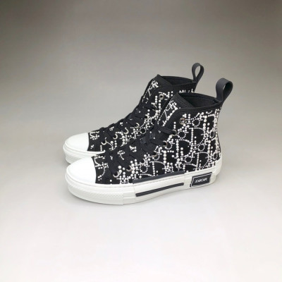 디올 남/녀 블랙 하이탑 스니커즈 - Dior Unisex Black Sneakers - di40x