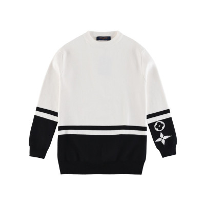 루이비통 남성 화이트 크루넥 니트 - Louis vuitton Mens White Sweaters - lv165x