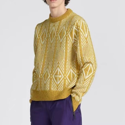 디올 남성 옐로우 크루넥 스웨터 - Dior Mens Yellow Sweaters - di51x