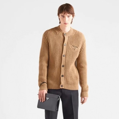 프라다 남성 카멜 브이넥 가디건 - Prada Mens Camel Cardigan - pr31x