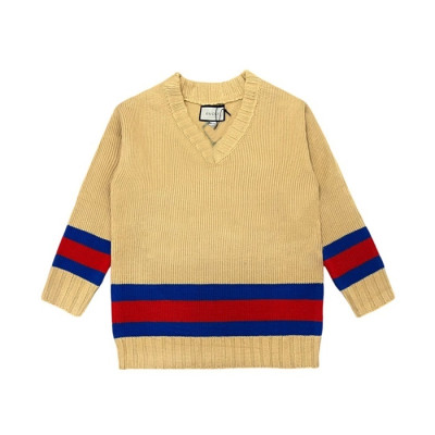 구찌 남/녀 브이넥 카멜 스웨터 - Gucci Unisex Camel Sweaters - gu93x