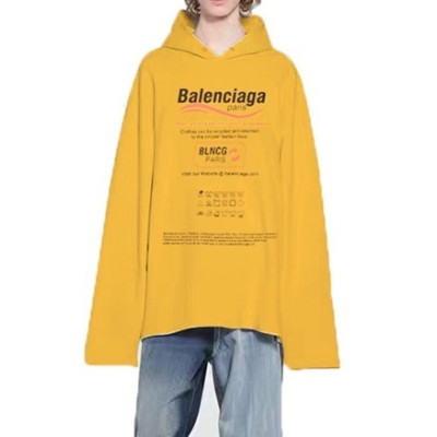 발렌시아가 남/녀 캐쥬얼 옐로우 후드티 - Balenciaga Unisex Yellow Hoodie - ba17x