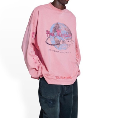 발렌시아가 남/녀 핑크 맨투맨 - Balenciaga Unisex Pink Tshirts - ba18x