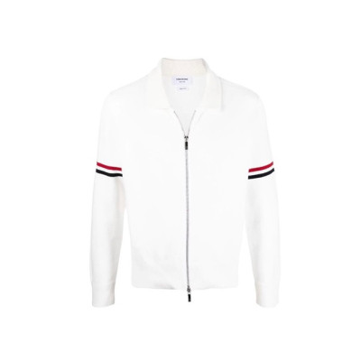 톰브라운 남성 화이트 집업 니트 - Thom Browne Mens White Knits - th21x