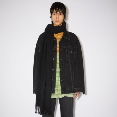 아크네 남/녀 블랙 머플러 - Acne Unisex Black Muffler - ac182x