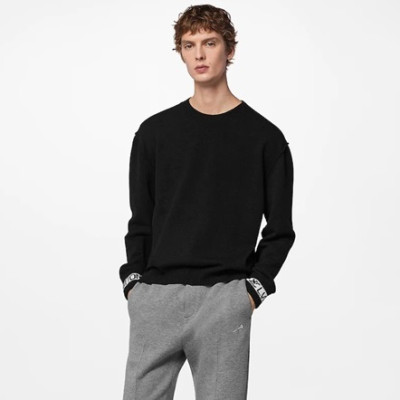 루이비통 남성 블랙 크루넥 니트 - Louis vuitton Mens Black Sweaters - lv249x