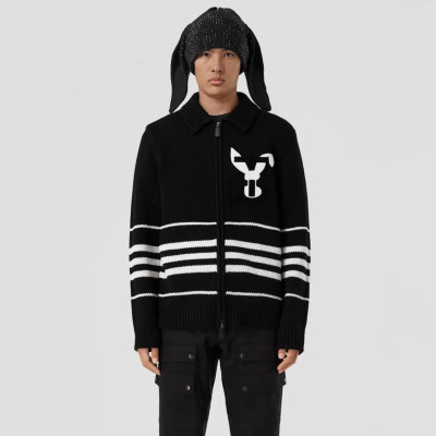 톰브라운 남성 블랙 집업 니트 - ThomBrowne Mens Black Knits - th23x