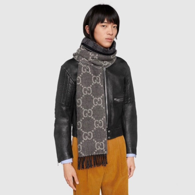 구찌 남성 블랙 머플러 - Gucci Mens Black Muffler - gu129x