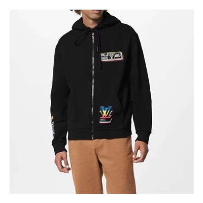 루이비통 남성 블랙 후드티 - Louis vuitton Mens Black Hoodie - lv287x