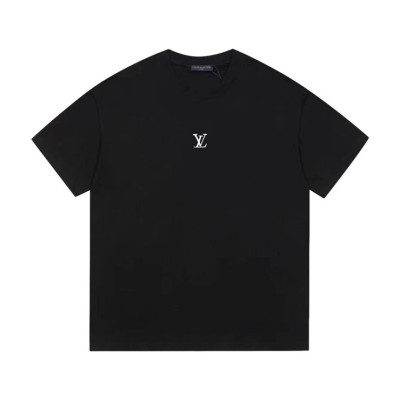 루이비통 남성 블랙 크루넥 반팔티 - Louis vuitton Mens Black Tshirts - lv291x