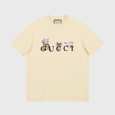 구찌 남/녀 아이보리 크루넥 반팔티 - Gucci Unisex Ivory Tshirts - gu153x