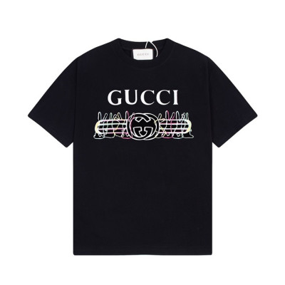 구찌 남/녀 블랙 크루넥 반팔티 - Gucci Unisex Black Tshirts - gu154x
