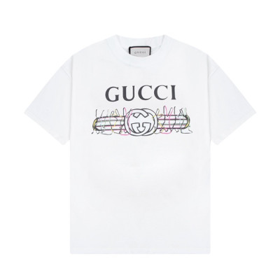 구찌 남/녀 화이트 크루넥 반팔티 - Gucci Unisex White Tshirts - gu155x