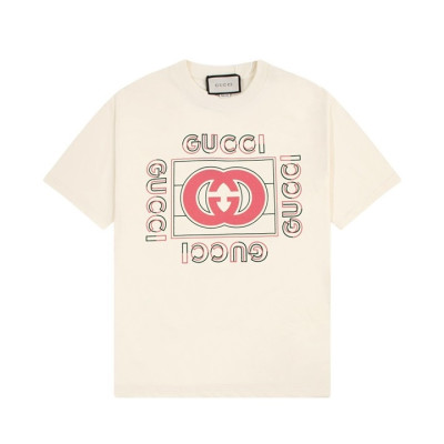구찌 남/녀 아이보리 크루넥 반팔티 - Gucci Unisex Ivory Tshirts - gu156x