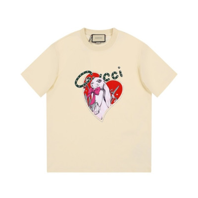 구찌 남/녀 아이보리 크루넥 반팔티 - Gucci Unisex Ivory Tshirts - gu161x