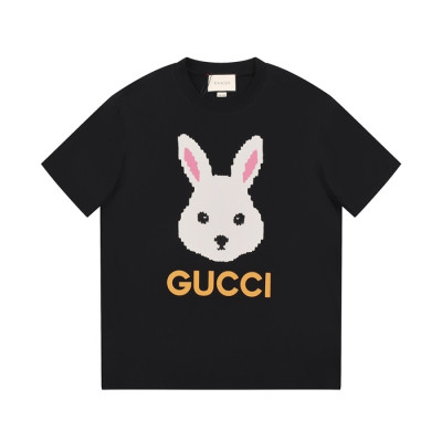 구찌 남/녀 블랙 크루넥 반팔티 - Gucci Unisex Black Tshirts - gu166x