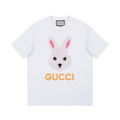 구찌 남/녀 화이트 크루넥 반팔티 - Gucci Unisex White Tshirts - gu167x