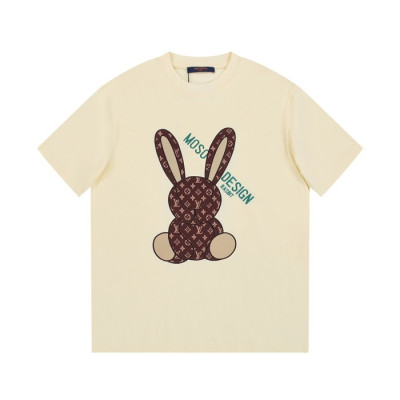 루이비통 남성 아이보리 크루넥 반팔티 - Louis vuitton Mens Ivory Tshirts - lv312x