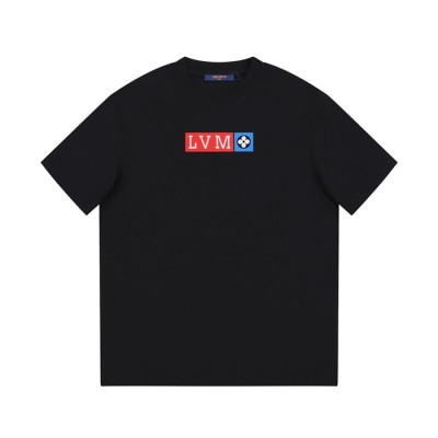 루이비통 남성 블랙 크루넥 반팔티 - Louis vuitton Mens Black Tshirts - lv313x