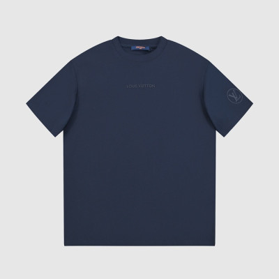 루이비통 남성 네이비 크루넥 반팔티 - Louis vuitton Mens Navy Tshirts - lv318x