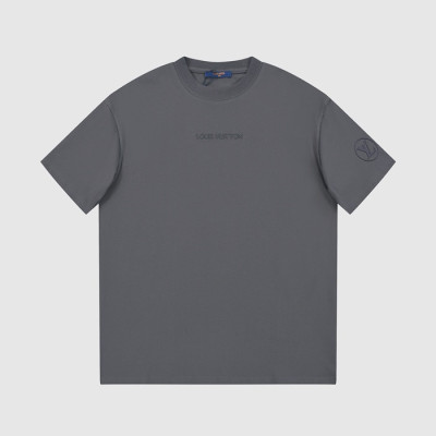 루이비통 남성 그레이 크루넥 반팔티 - Louis vuitton Mens Gray Tshirts - lv319x