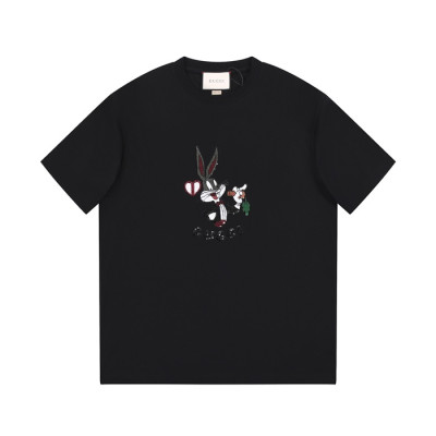 구찌 남/녀 블랙 크루넥 반팔티 - Gucci Unisex Black Short sleeved T-shirts - gu172x
