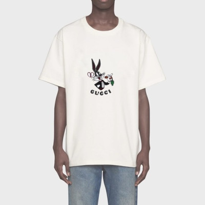 구찌 남/녀 화이트 크루넥 반팔티 - Gucci Unisex White Short sleeved T-shirts - gu173x