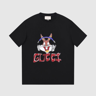구찌 남/녀 블랙 크루넥 반팔티 - Gucci Unisex Black Short sleeved T-shirts - gu174x