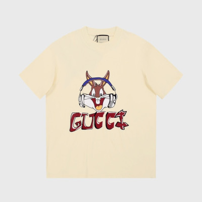 구찌 남/녀 아이보리 크루넥 반팔티 - Gucci Unisex Ivory Short sleeved T-shirts - gu175x