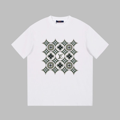 루이비통 남성 화이트 크루넥 반팔티 - Louis vuitton Mens White Tshirts - lv322x