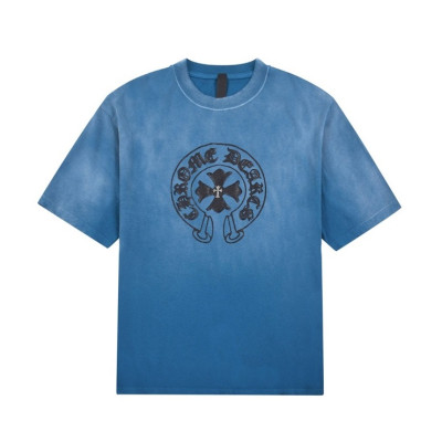 크롬하츠 남성 블루 크루넥 반팔티 - Chrom Hearts Mens Blue Short sleeved T-shirts - chr472x