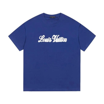 루이비통 남성 블루 크루넥 반팔티 - Louis vuitton Mens Blue Short sleeved T-shirts - lv326x