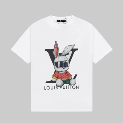 루이비통 남성 화이트 크루넥 반팔티 - Louis vuitton Mens White Short sleeved T-shirts - lv333x