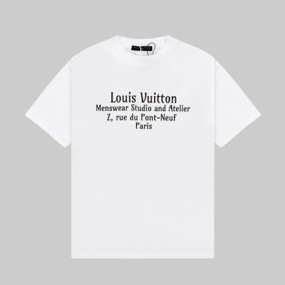 루이비통 남성 화이트 크루넥 반팔티 - Louis vuitton Mens White Short sleeved T-shirts - lv339x