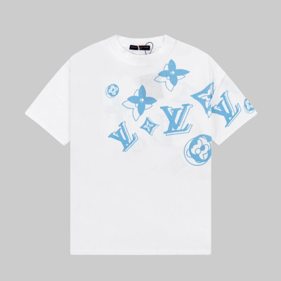 루이비통 남성 화이트 크루넥 반팔티 - Louis vuitton Mens White Short sleeved T-shirts - lv342x