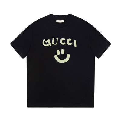구찌 남/녀 블랙 크루넥 반팔티 - Gucci Unisex Black Short sleeved T-shirts - gu181x