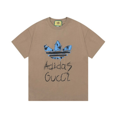 구찌 남/녀 카멜 크루넥 반팔티 - Gucci Unisex Camel Short sleeved T-shirts - gu185x