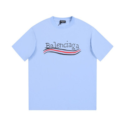 발렌시아가 남성 크루넥 블루 반팔티 - Balenciaga Mens Blue Short sleeved T-shirts - ba135x