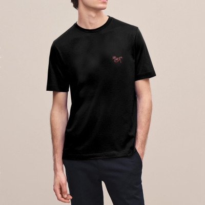 에르메스 남성 블랙 크루넥 반팔티 - Hermes Mens Black Short sleeved T-shirts - he45x