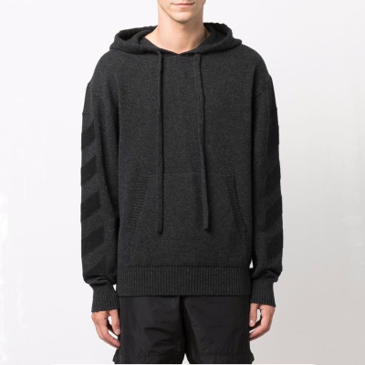 오프화이트 남성 블랙 후드티 - Off-white Mens Black Hoodie - of14x