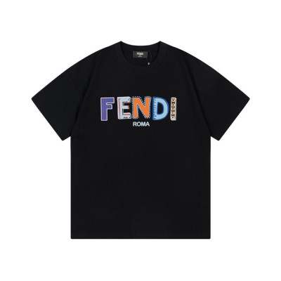 펜디 남성 블랙 크루넥 반팔티 - Fendi Mens Black Short sleeved T-shirts - fe34x