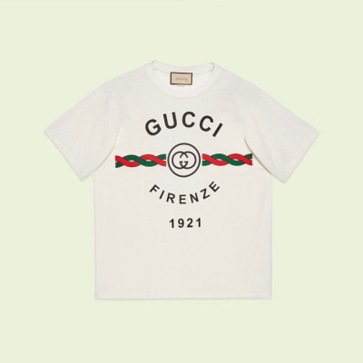 구찌 남/녀 화이트 크루넥 반팔티 - Gucci Unisex White Short sleeved T-shirts - gu189x