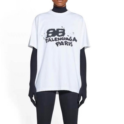 발렌시아가 남/녀 크루넥 화이트 반팔티 - Balenciaga Unisex White Short sleeved T-shirts - ba145x