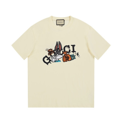 구찌 남/녀 아이보리 크루넥 반팔티 - Gucci Unisex Ivory Short sleeved T-shirts - gu190x