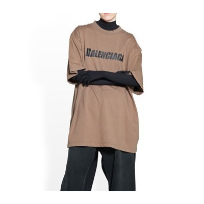 발렌시아가 남/녀 크루넥 카키 반팔티 - Balenciaga Unisex Khaki Short sleeved T-shirts - ba151x