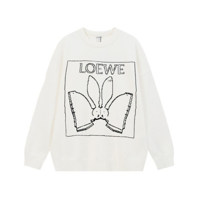 로에베 남성 화이트 크루넥 스웨터 - Loewe Mens White Sweaters - loe0694x