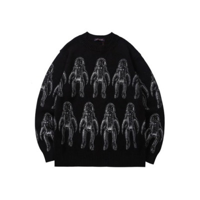 루이비통 남성 블랙 크루넥 니트 - Louis vuitton Mens Black Sweaters - lv407x
