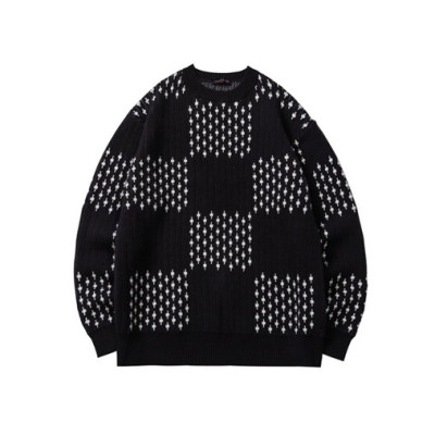 루이비통 남성 블랙 크루넥 니트 - Louis vuitton Mens Black Sweaters - lv409x